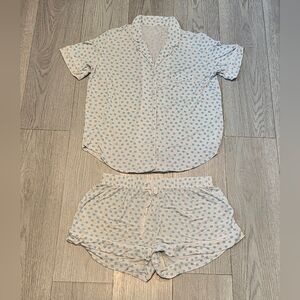 Victoria Secret Short Sleeve Pajama Set in Light Blue Polka Dot